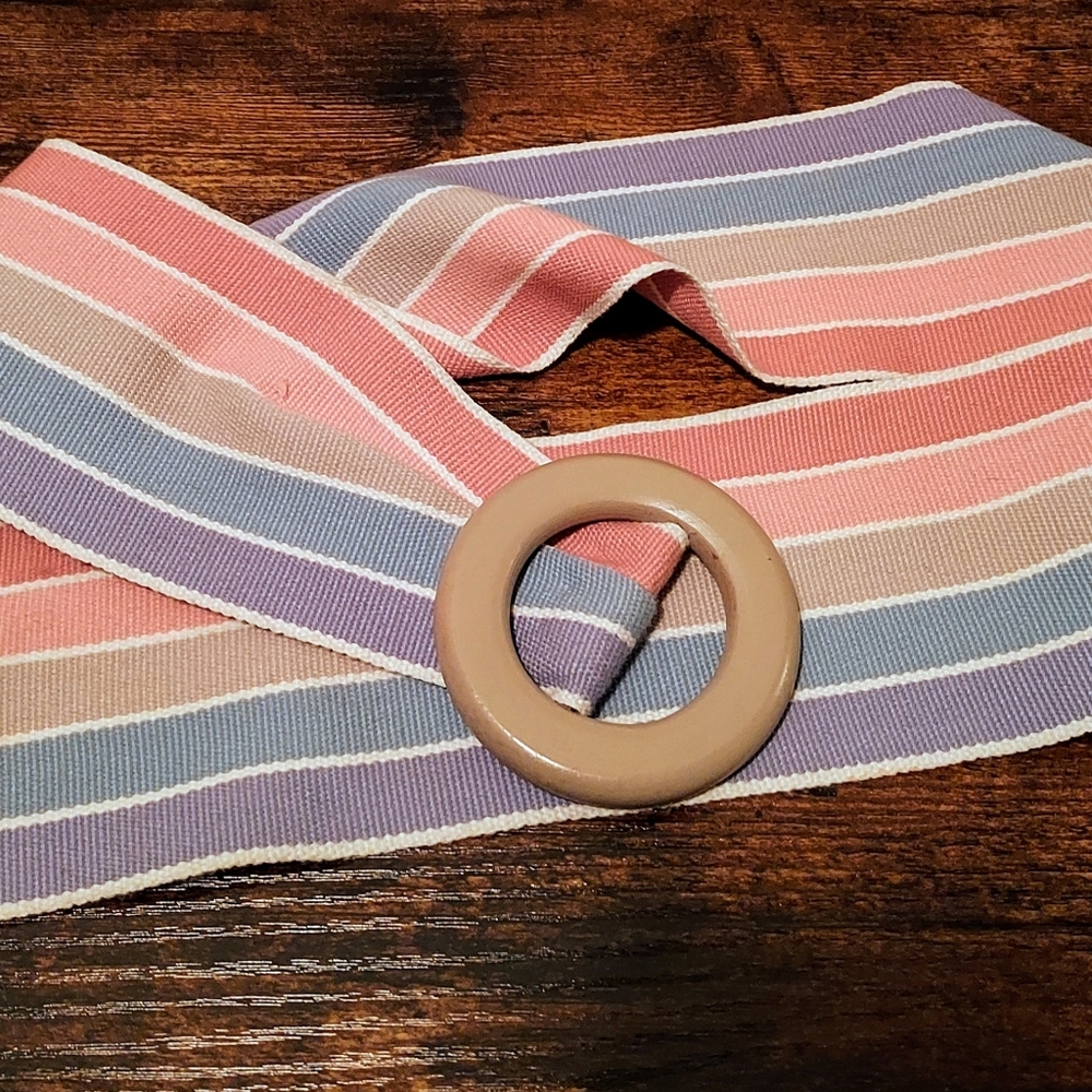 Rare Vintage Rainbow Pastels Liz Claiborne Belt 80s 90s